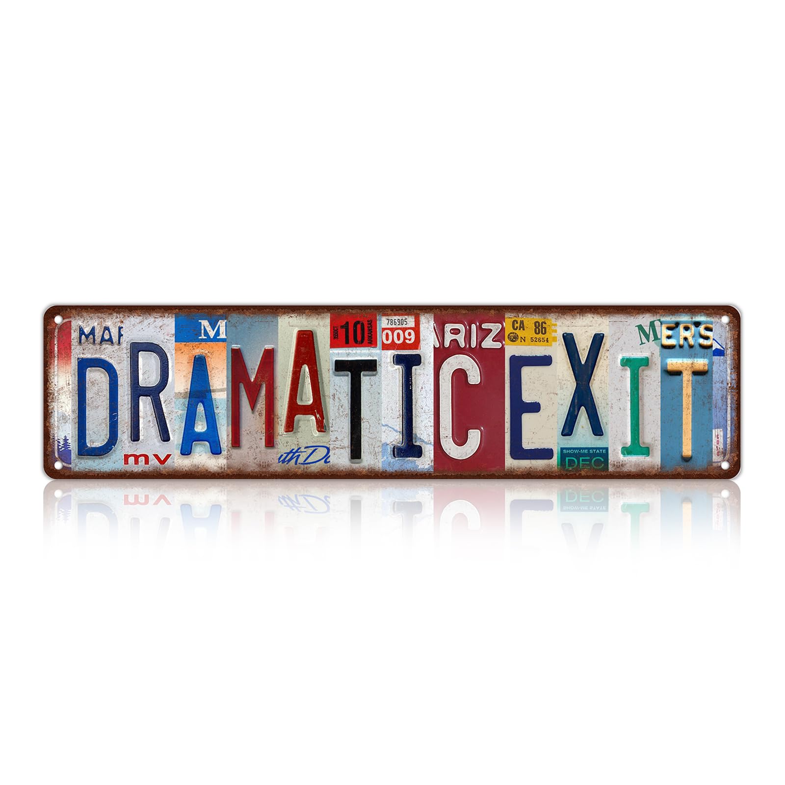Ingzzaac Metalsigna5315 Vintage Dramatic Exit Wall Decor Street Signs Home Bar Coffee Metal Tin Signs 4×16 Inch