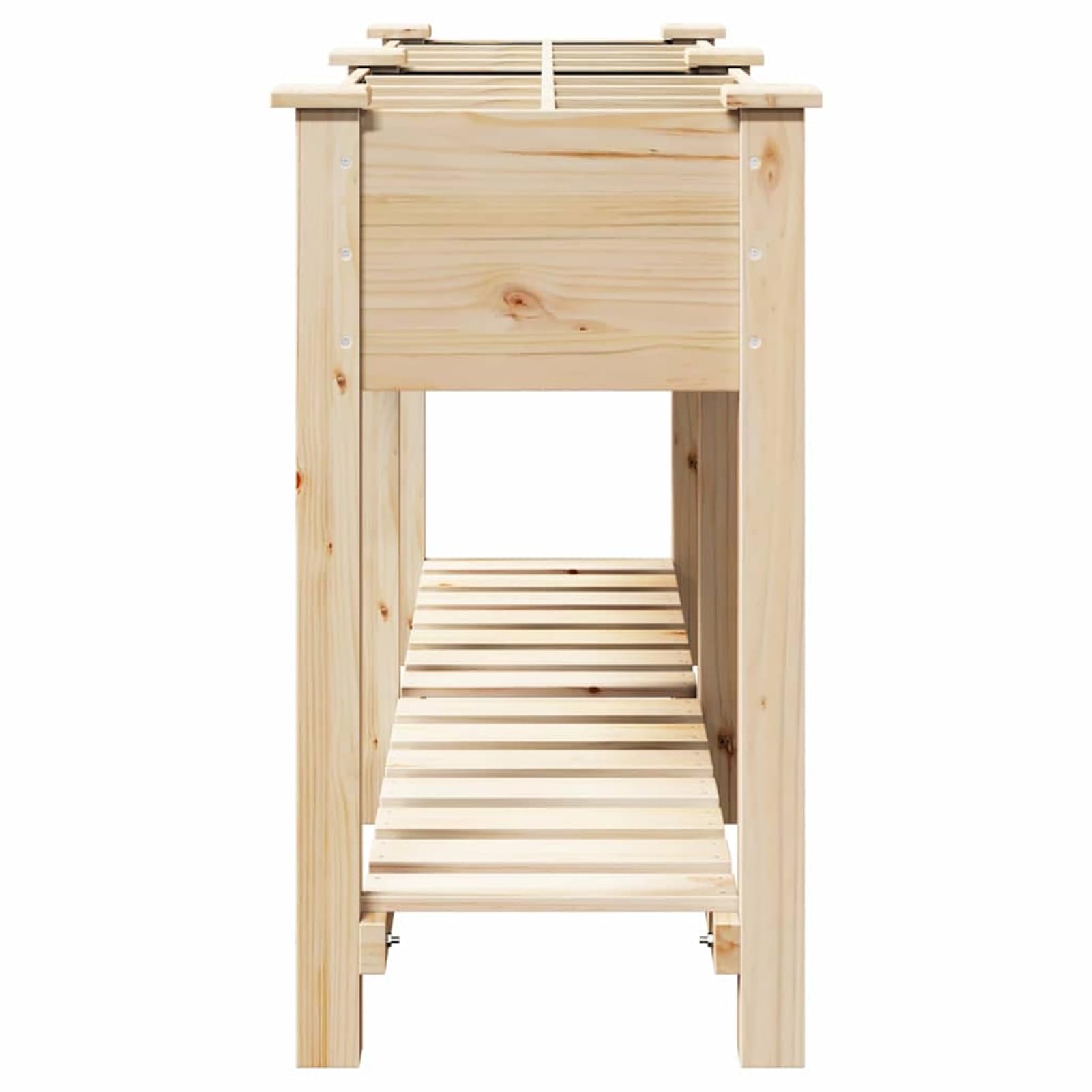 Fioriera da giardino con ripiano, in legno massiccio di abete rosso, 161,5 x 45 x 76,5 cm, 1 pezzo, per terrazze e giardini, amanti delle piante