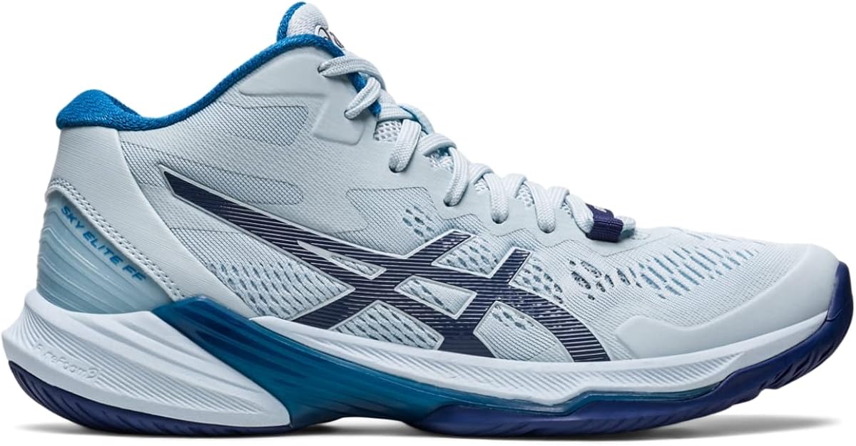 | ASICS Women's Sky Elite FlyteFoam Mid Top 2 Volleyball Shoes, 8.5, Sky/Indigo Blue | Shoes