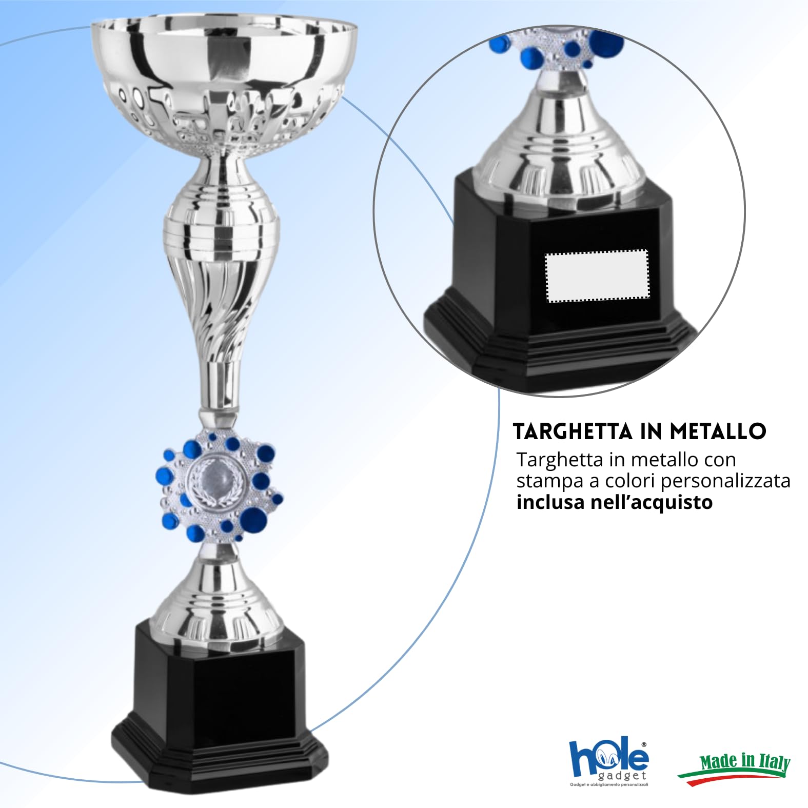 Coppa Trofeo Personalizzabile 38, 35, 31 cm Singolo o Tris per Tutti Gli Sport, Calcio, Calcettto, Tennis, Basket, Padel, Fantacalcio, Concorsi, Premiazioni cod 12.291