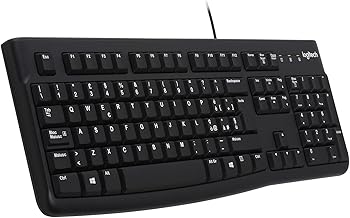 Logitech K120 Tastiera Cablata Business per Windows/Linux, USB, Tasti ‎Silenziosi, Anti Schizzi, Barra Spaziatrice Curva, ‎PC/Laptop, Layout Italiano ‎QWERTY