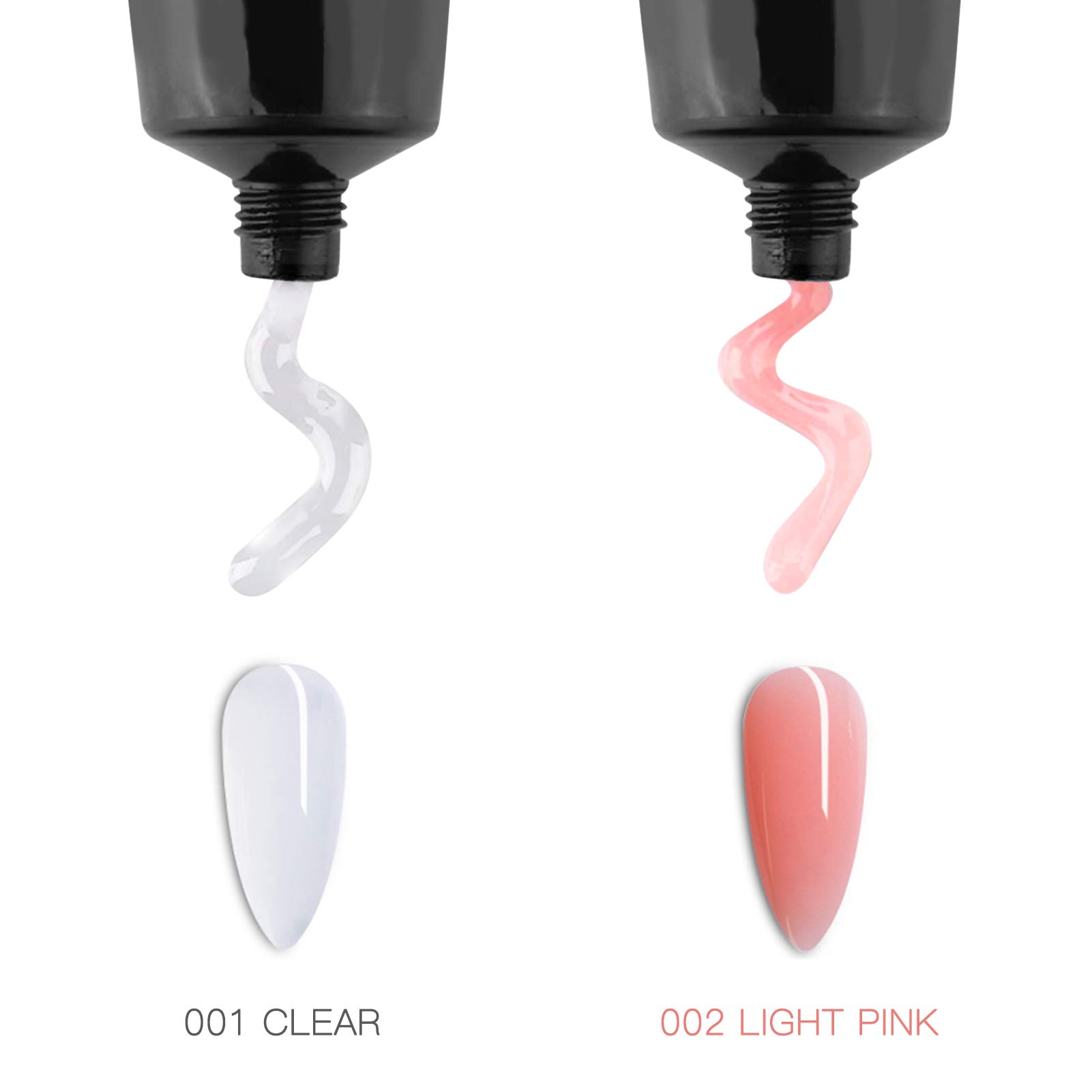 Polygel per Unghie, Acrygel Unghie Ricostruzione, 100 * Tip in Gel, Trasparente e Rosa 30g, con 30ml Soluzione Scivolare 15ml Base e TopCoat