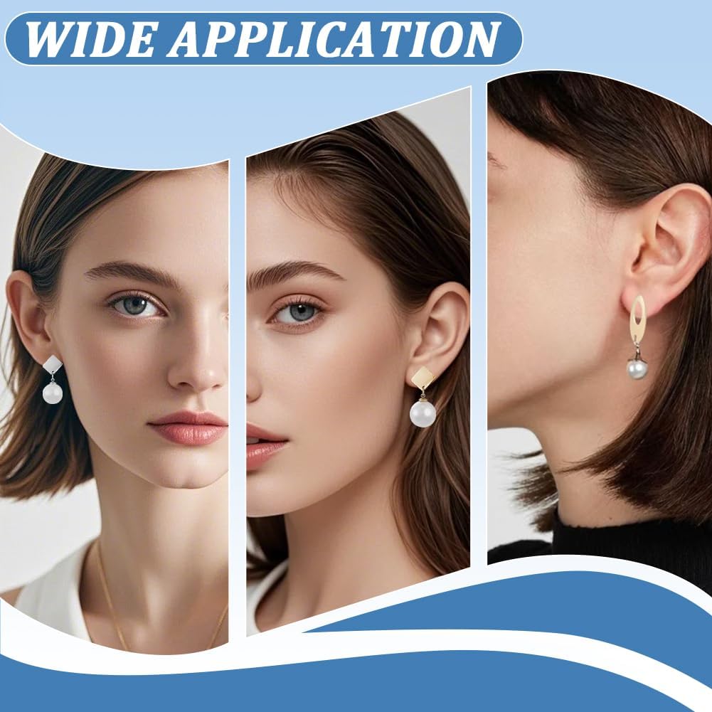 60Pcs Stud Earring Findings 6 Style Stainless Steel Earring Post with Loop 80Pcs Backs Gold Silver Ear Stud for Women DIY Jewelry Making Accessories Oval Rhombus Rectangle - Image 4