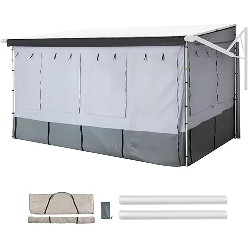 VEVOR RV Awning Sun Shade Room - Compatible with 16-17 ft Awnings, RV Awning Sun Shading Room with Door & Ventilated Mesh Windows, Sunproof & Windproof Three-Sided Enclosure Tent for RV Camping