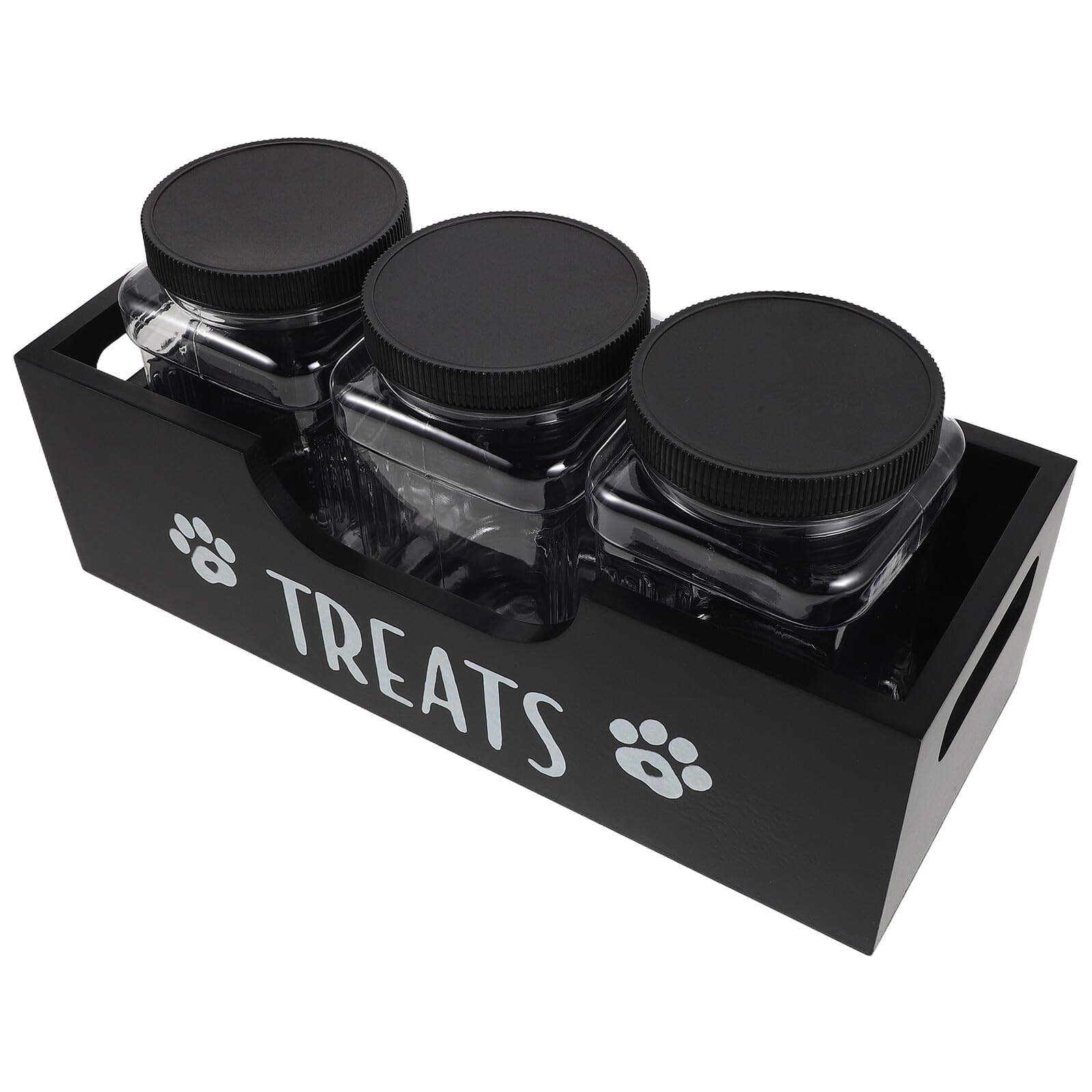 Contenitore Ermetico per Dolcetti Cani con 3 Barattoli Neri – Organizzatore di Snack per Animali Domestici Compatto e Portatile – Conservazione Igienica per Cuccioli in Cucina