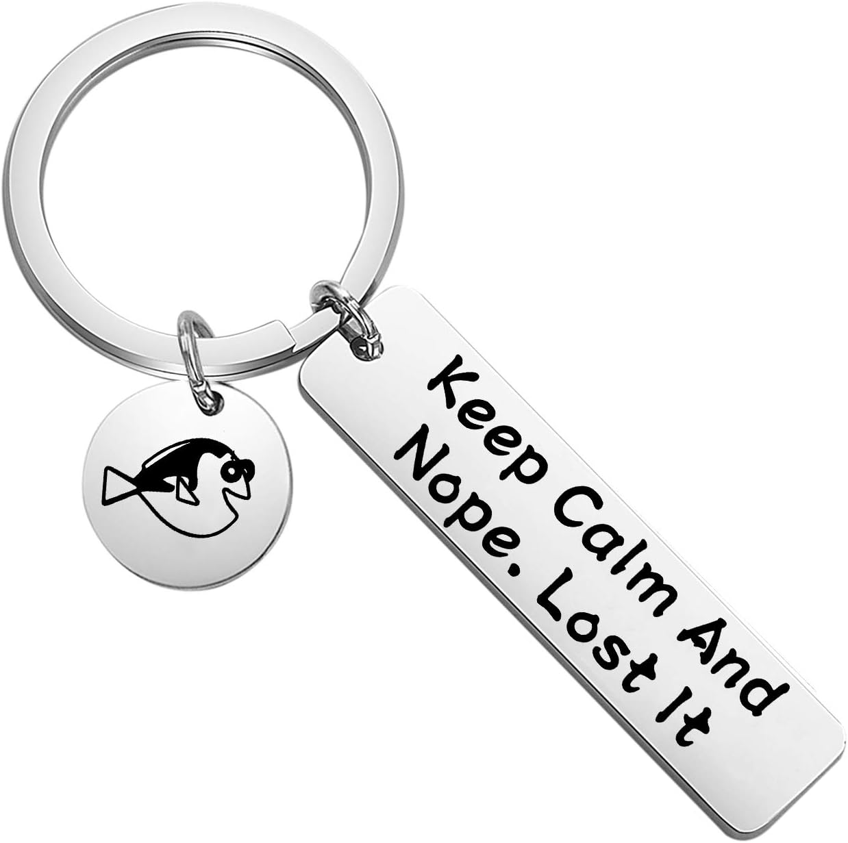 Finding Dory Keychain Pixar Lover Gift Keep Calm And Nope Lost It Silver Metallic Keychain
