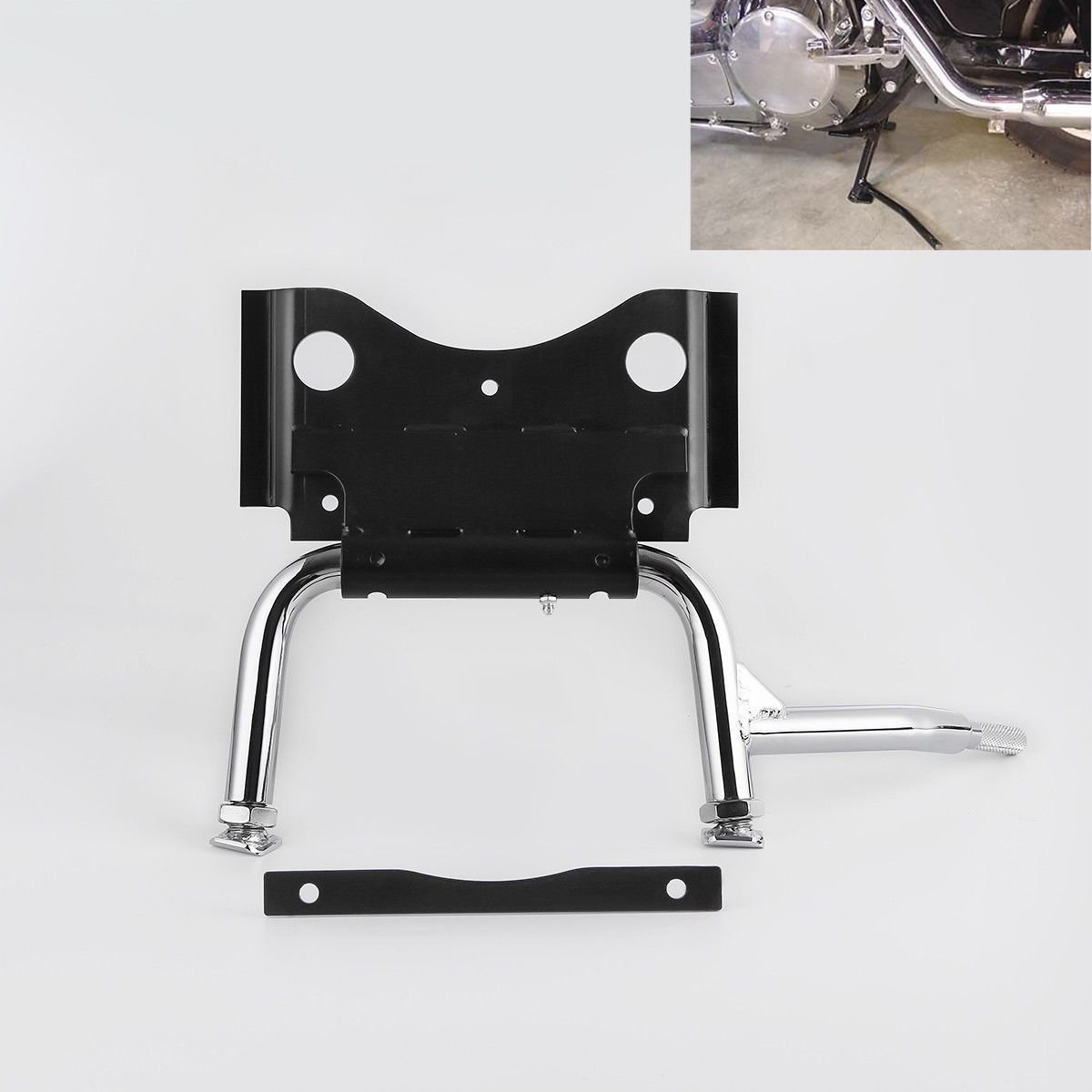 TCT-MOTORPARTS Chrome Adjustable Center Stand Fit For Harley Road Glide Electra Street Glide Ultra Classic Road King 2009-2023; replace 91573-09A