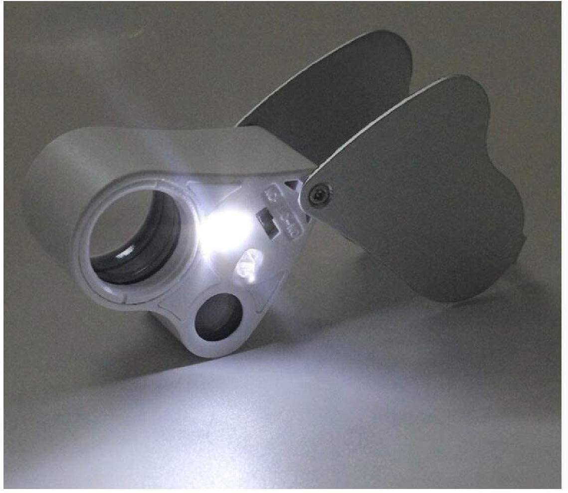 Lupa de 30 aumentos, 60 aumentos, códigos geológicos de alta tasa, luz LED para cintura, apariencia de joyería de jade, herramienta de diamante antigua, lupa de identificación con luz LED integrada