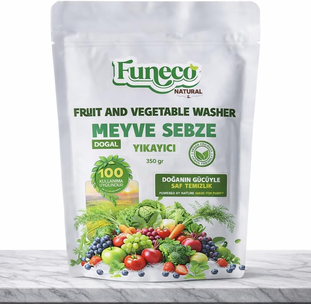 Natural Meyve & Sebze Yıkayıcı 350 g – Bitki ve Mineral Bazlı Doğal Temizleyici Toz – Vegan, Food Grade, 100 Kullanımlık