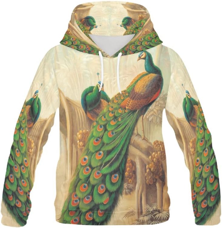 Peacock Women's 3D Printed Pullover Hooded Sweatshirt