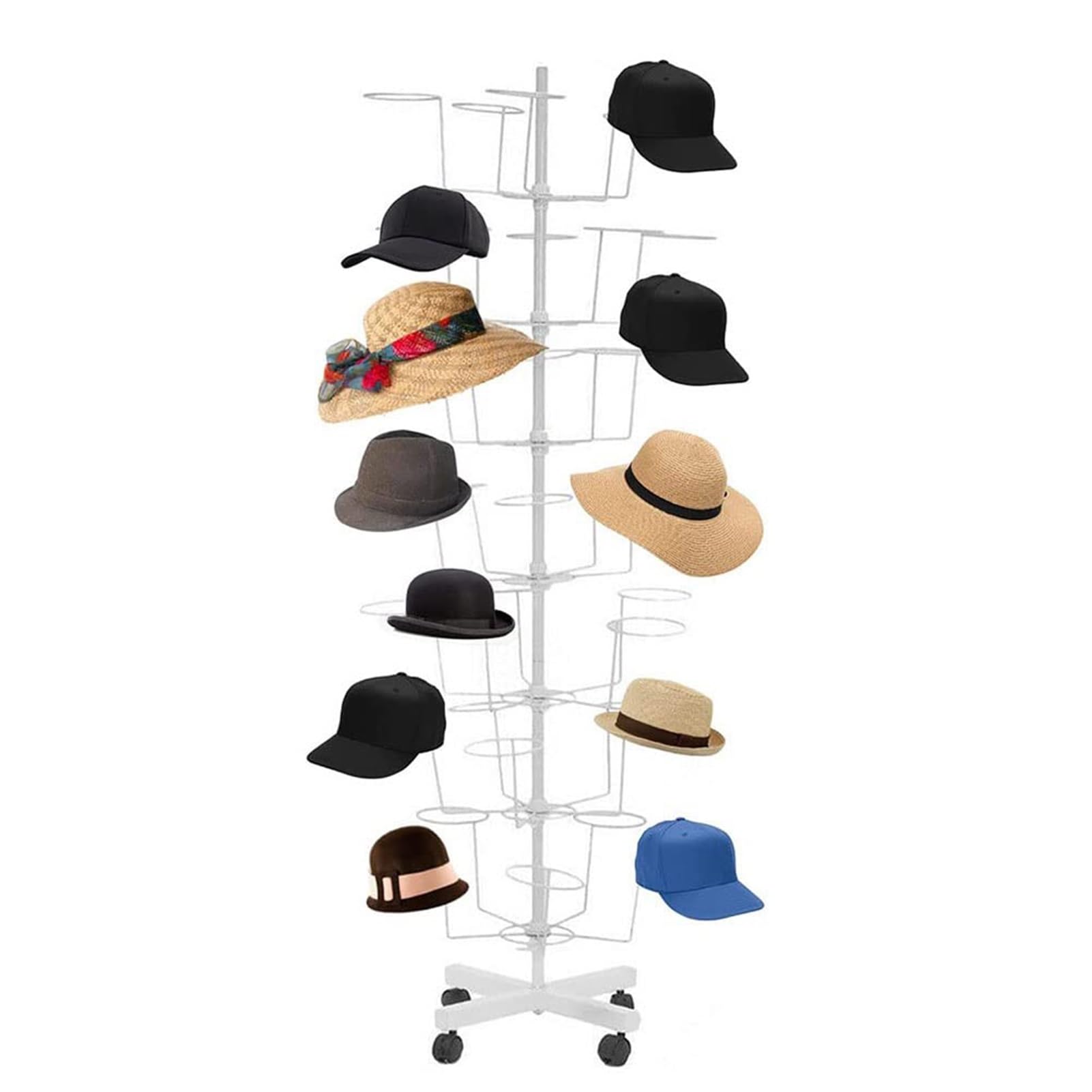 Soporte Para Exhibición De Sombreros, Perchero Giratorio Para Colgar Sombreros, Con Ganchos, Soporte Giratorio Para Exhibición De Sombreros De Metal, Estante Para Sombreros De Piso De Metal De(B,6-Tie