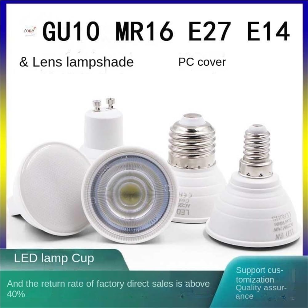 XYAL Lampadine, Confezione da 20, Faretti a LED Lampada AC220V E27/E14/GU10 6W Apparecchi di illuminazione Sorgente luminosa Lampade MR16(Cool white,GU10 6W 120 degree)