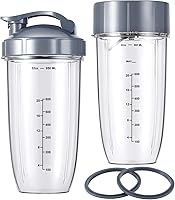 Vista 7 de Nutribullet - Juego de 7 tazas de licuadora y cuchilla de repuesto de 32 onzas con 1 tapa abatible para llevar y 1 anillo de tapa y cuchilla