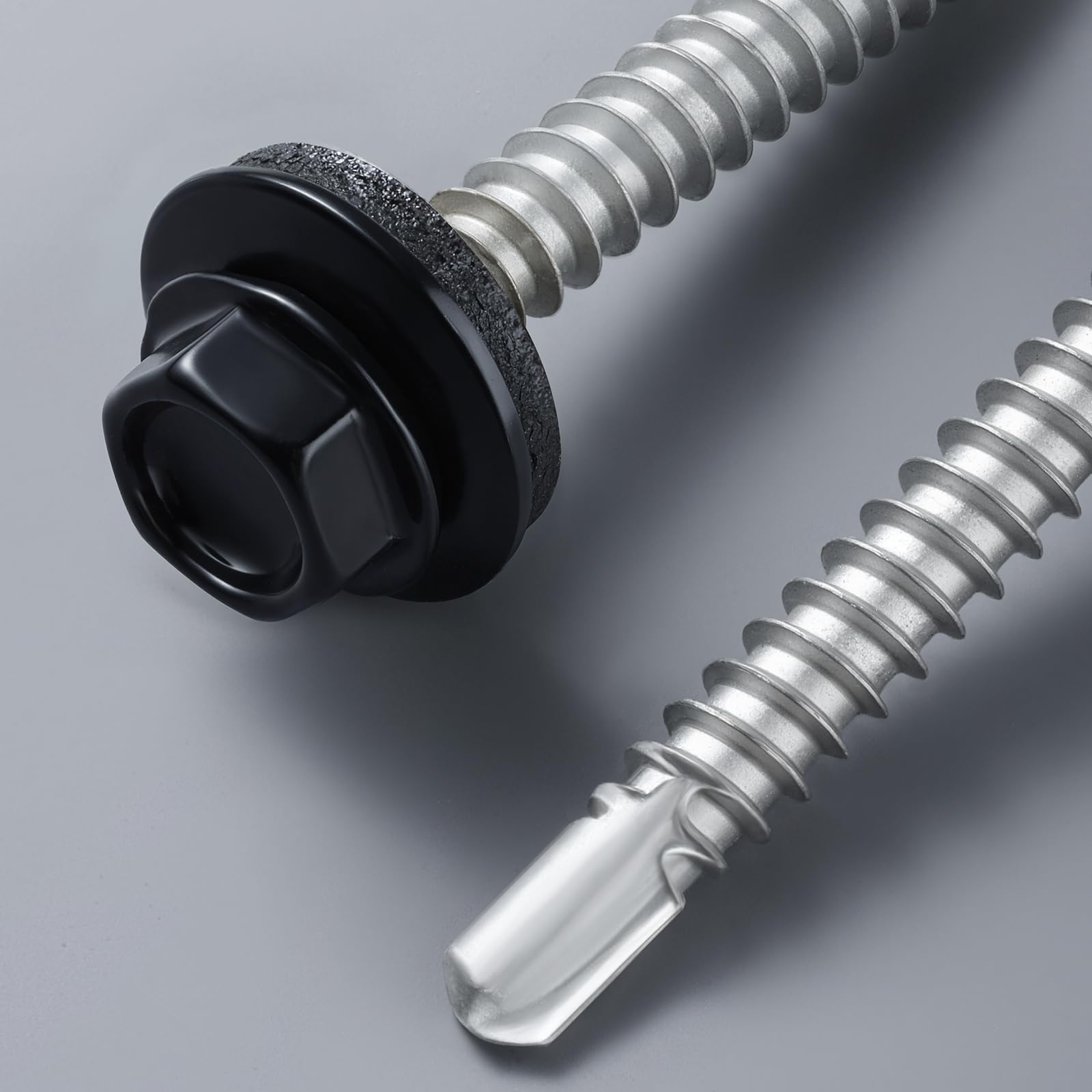 Tornillos de metal para techos de 1 pulgada, cabeza hexagonal con revestimiento Ruspert negro, arandela EPDM, autoperforantes de metal a madera, con broca hexagonal (3 libras, 304 piezas)