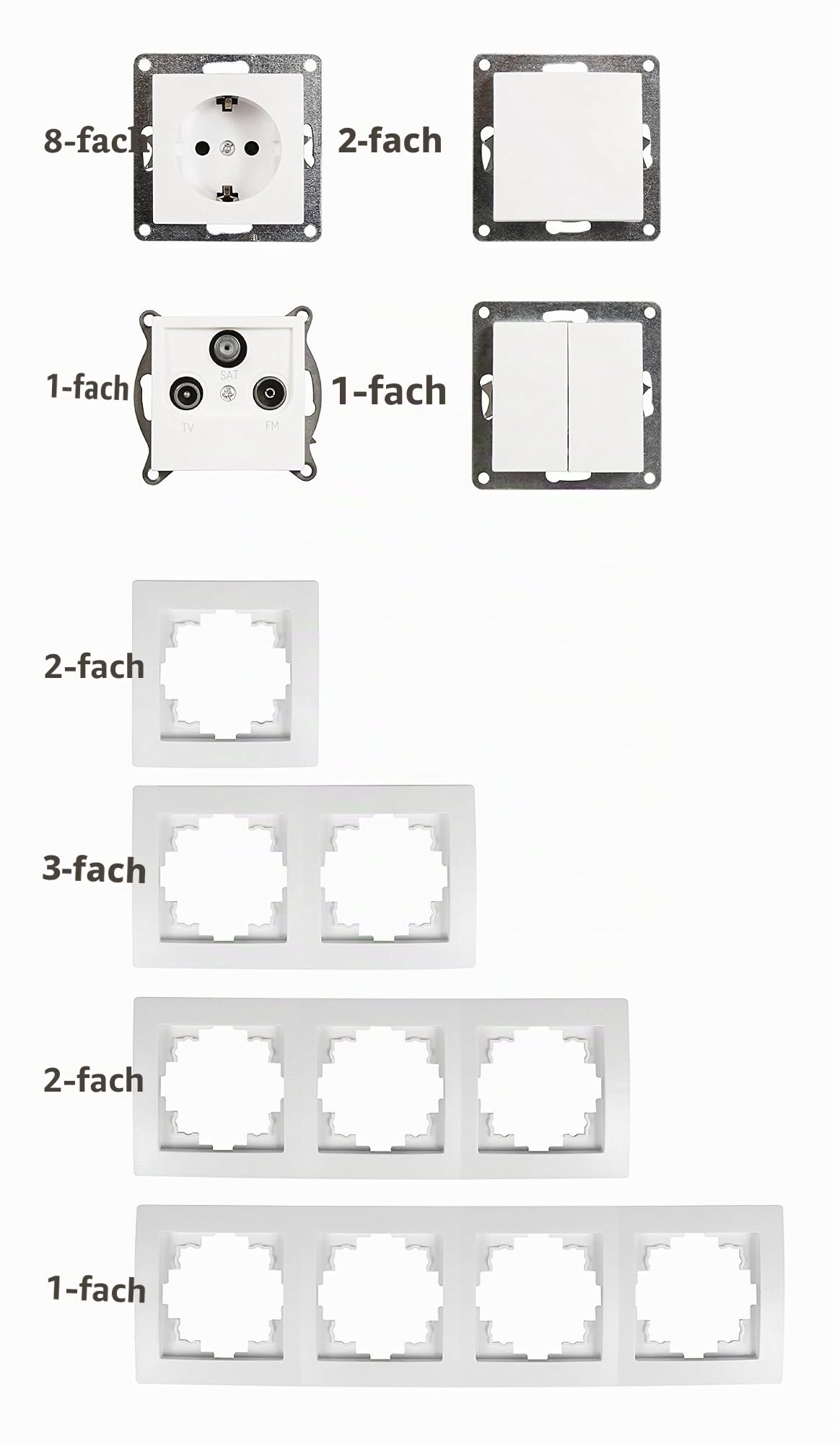 Schalter und Steckdosen-Set FLAIR "Wohnlandschaft", 20-teilig, weiß
