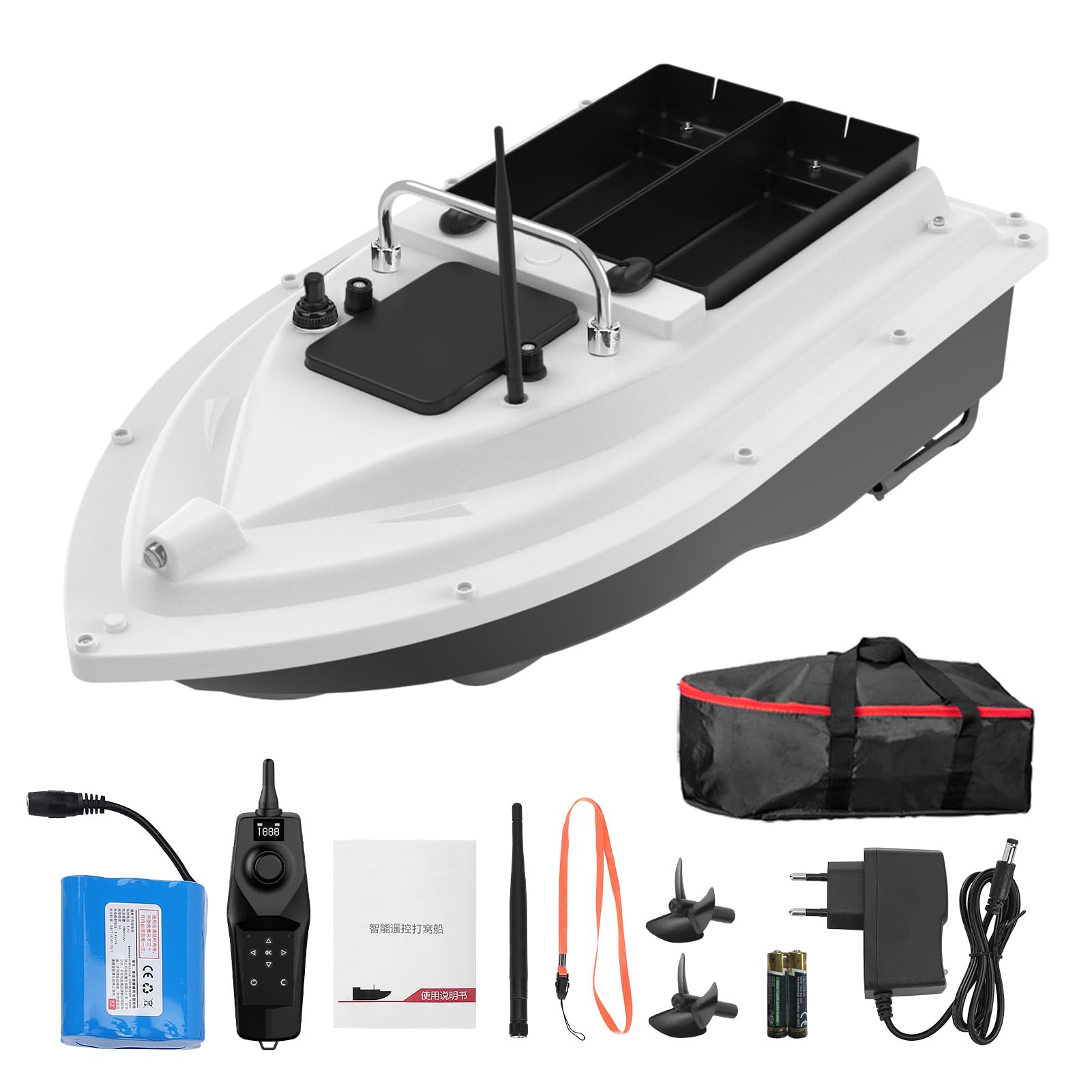 Walmeck GPS Barca con Esche da Pesca Telecomando Ritorno Automatico Senza Fili Impermeabile Navigazione con un Tasto Portata 500 M Carico 2 Kg per Appassionati di Pesca