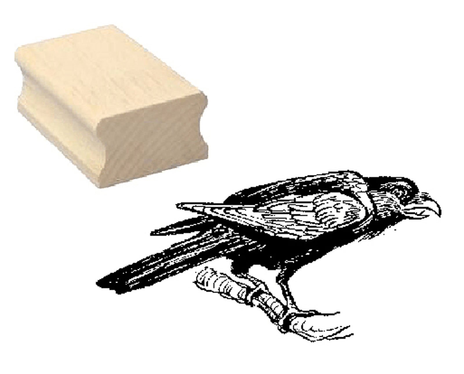 Wooden Stamp Rubber Stamp Raven Scrapbooking Embossing Children's Stamp Animal Stamp Crow Ravens Bird Ornithologist Gothic