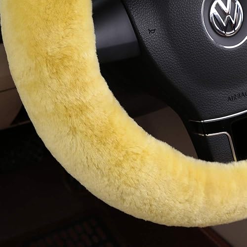 Miniatura 64 de OGLAND - Funda de volante de piel de oveja de felpa suave y esponjosa, para vehículo universal, mujeres y hombres, 14,5-15,5 pulgadas, accesorios