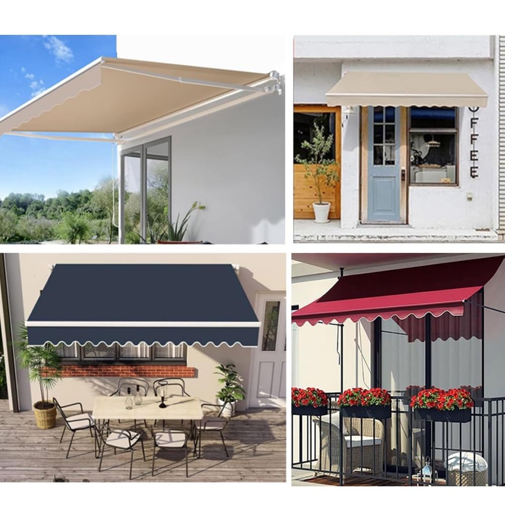 Tessuto Di Ricambio Per Retrattile Tenda Da Sole 2m 2.5m 2.8m 3m 4m 5m 7m Telo Per Tenda Da Sole Manuale Tettoia Di Ricambio Retrattile Per Balcone(Khaki,2.8x2.5m/9x8ft)
