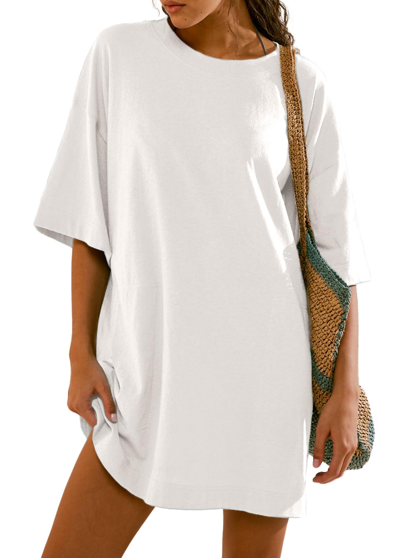 Asos White T Shirt Dress With Pockets ASOS DESIGN Satin Oversized