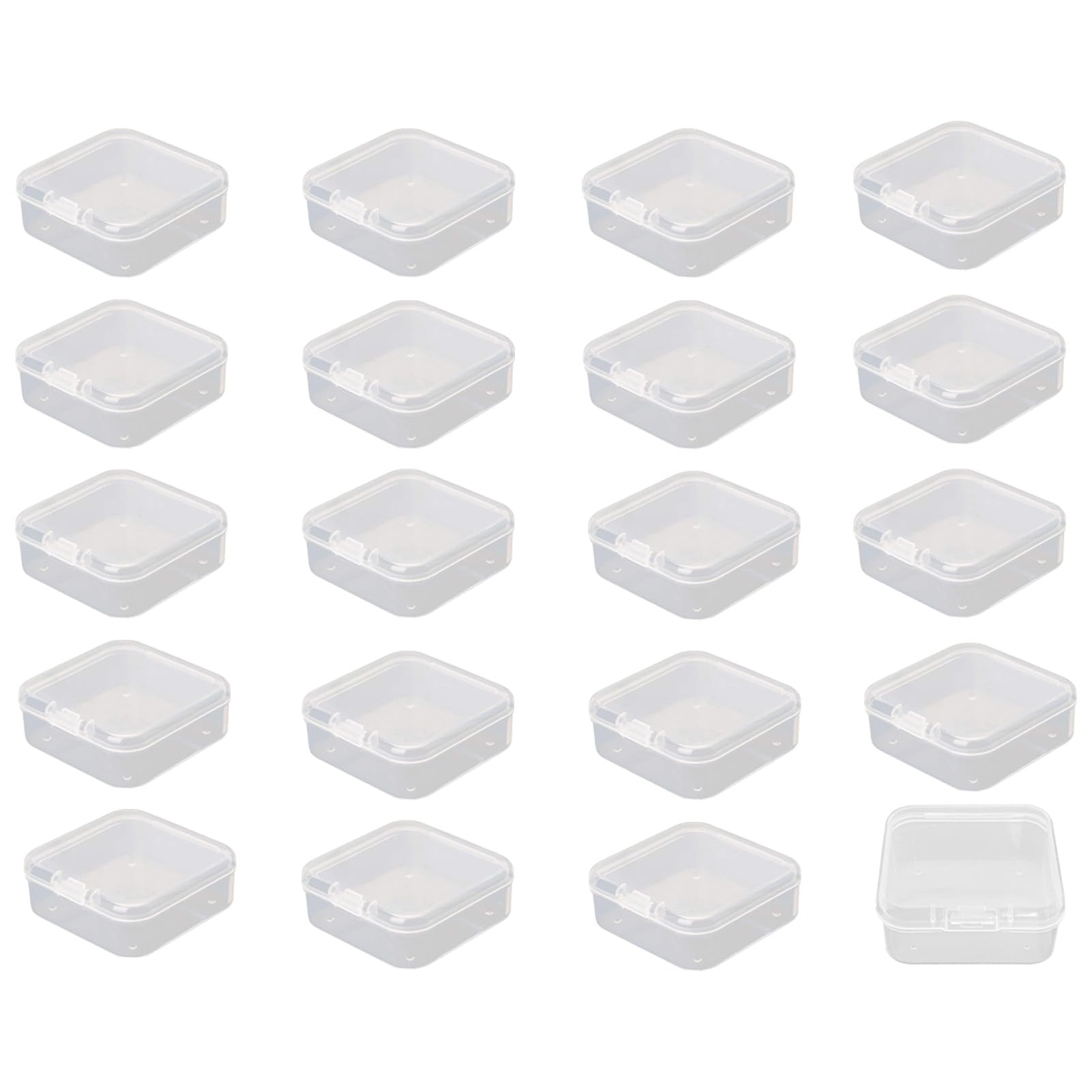 wenrescry 20 Unidades caja pequeña,Caja de almacenamiento pequeña de plástico con tapa,transparente caja plastico pequeña, para perlas y accesorios de manualidades, 4,3 x 4,3 x 2 cm