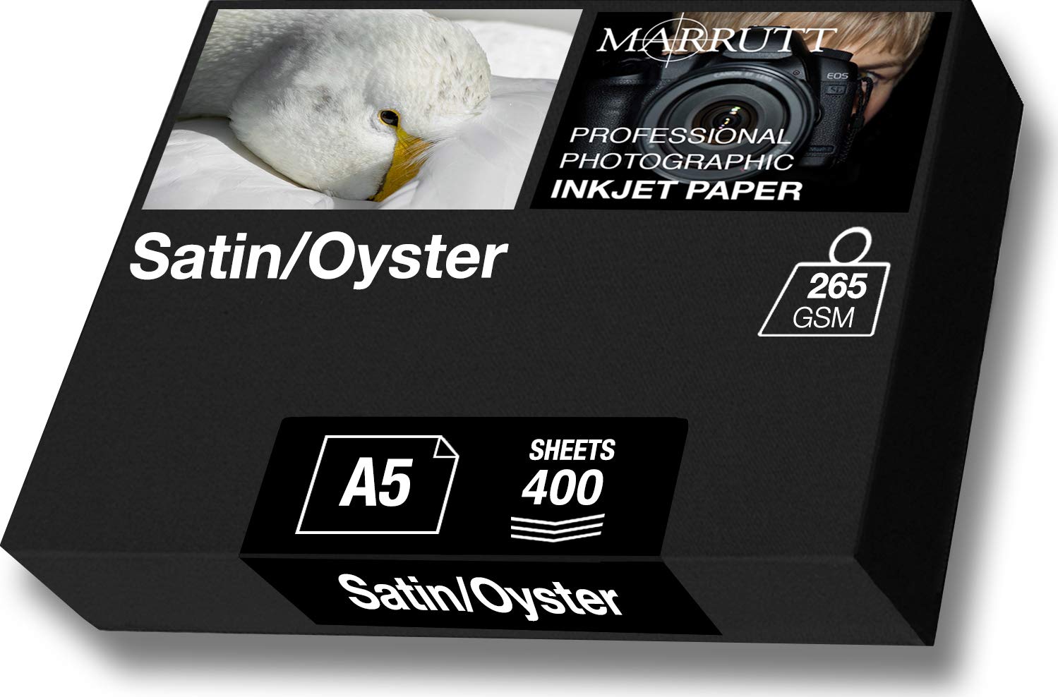 Marrutt 265gsm Pro Photo Satin/Oyster Inkjet Paper: A5-400 Sheets
