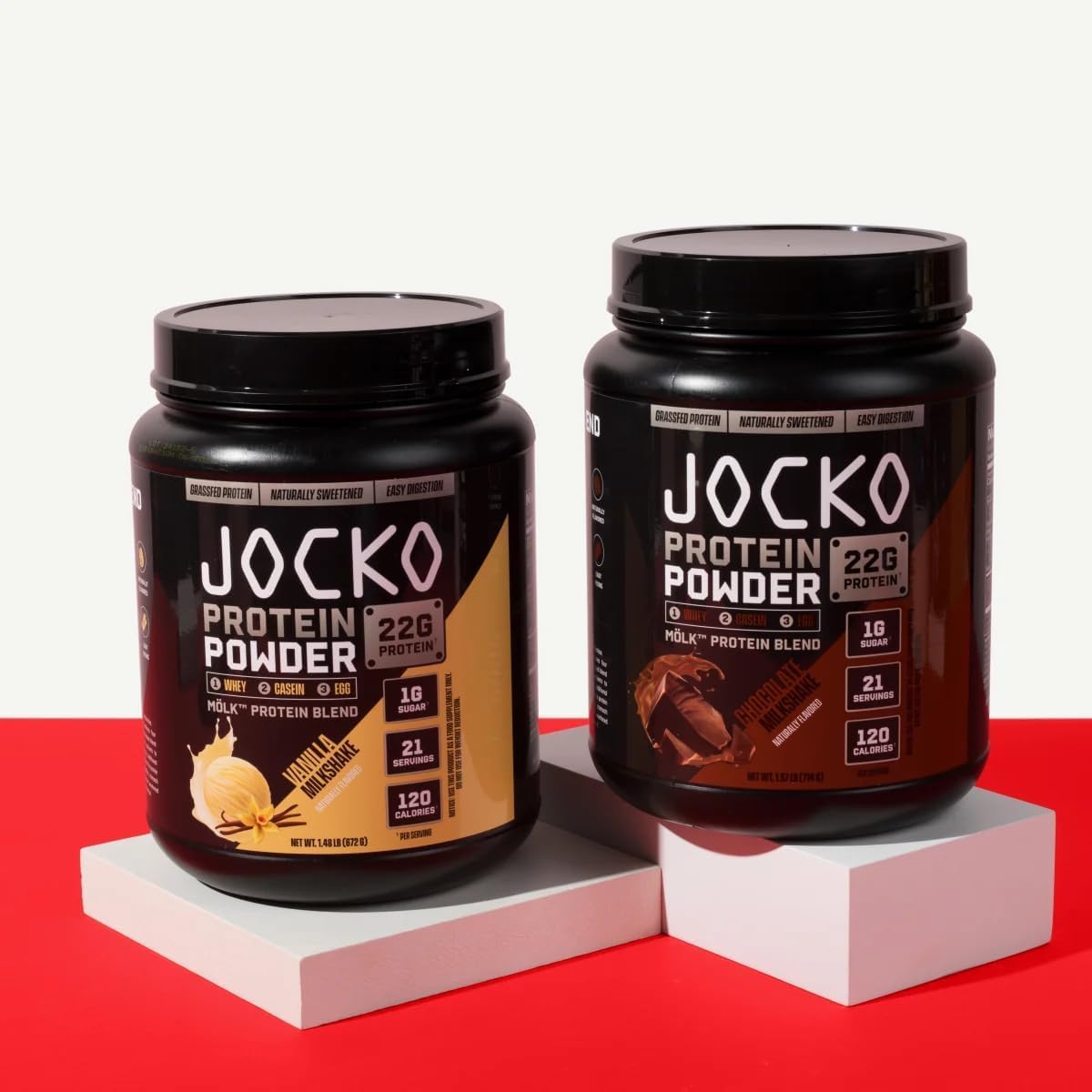 Jocko-Molk Whey Protein Powder, Chocolate, 22g Protein, Digestive Enzymes, Probiotic Blend, No Sugar Added, Essential Amino Acids, Electrolyte Minerals, 18 Servings (Packaging May Vary)