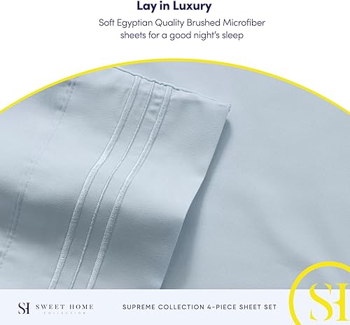 Vista 98 de Juego de sábanas extrasuaves de tamaño queen, ropa de cama transpirable y lujosa con correas elásticas integradas para las esquinas, colección