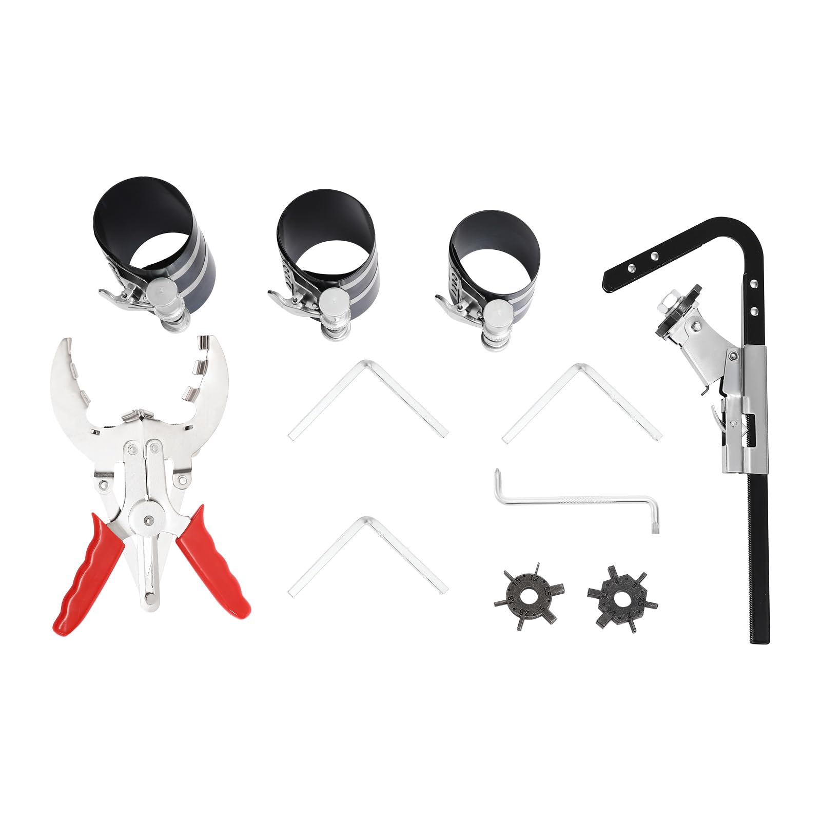 Jeu de 12 bandes de serrage pour segment de piston, kit d'outils de réparation, avec boîte à outils, bande de serrage pour réparation de moteur de voiture, moto