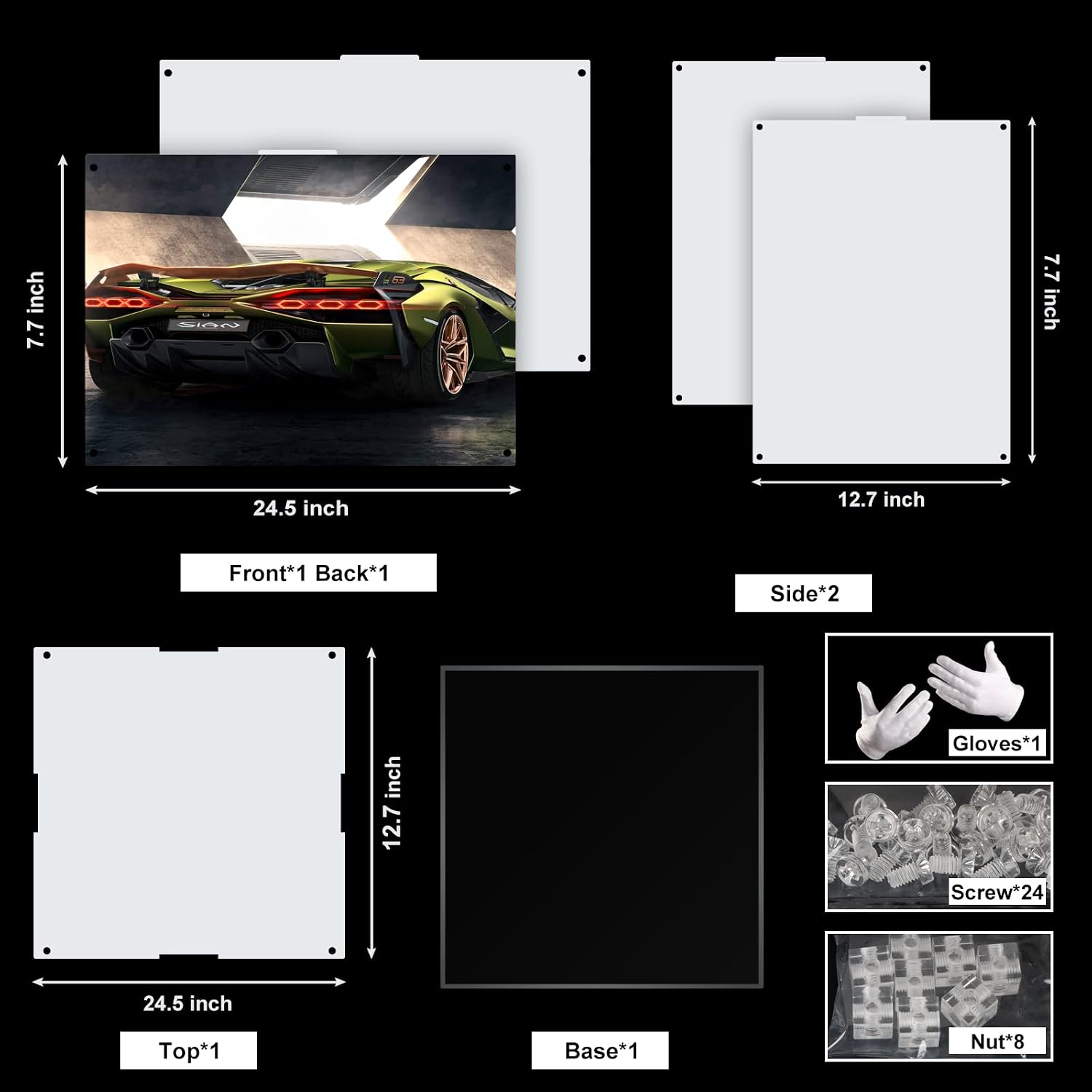 Vaodest Acrylic Display Case for Lego 42115 Lamborghini Sián FKP 37,3MM HD Dustproof Transparent Display Box for Lego 42115 Model(Box Only, Not Lego Building Set)