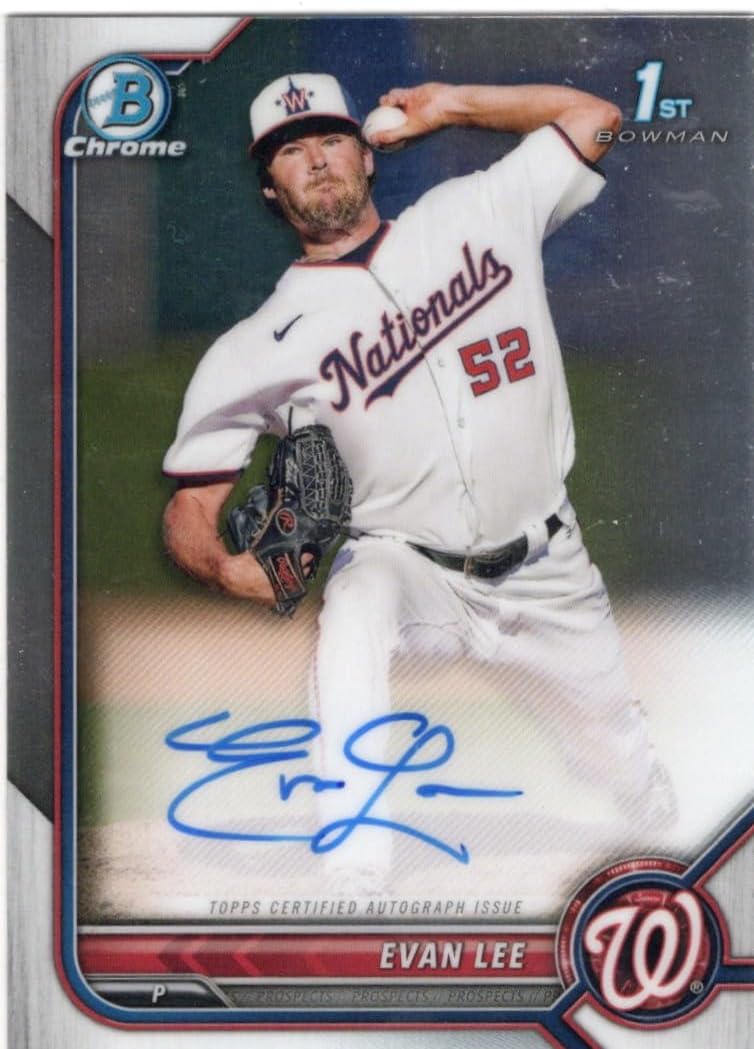 Evan Lee Autographed 1st Bowman Chrome Prospect Collectible Baseball Card - 2022 Bowman Chrome Baseball Card #CPA-EL (Nationals)
