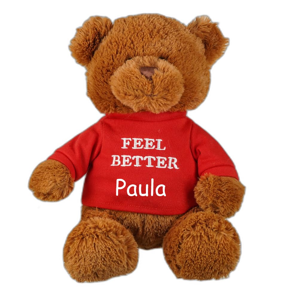 Get Well Gifts - Feel Better Bear - Children and Adults Stuffed Animal Brown Bear Keepsafe Gift with Custom Name
