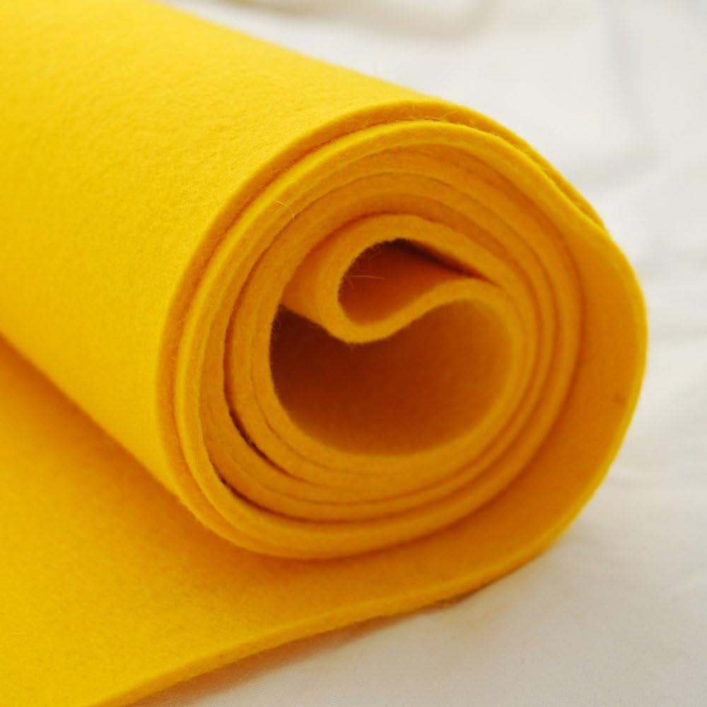 100% Pure Wool Felt Fabric - 3mm Thick - Mustard Yellow - 180cm Wide x 1 metre Long
