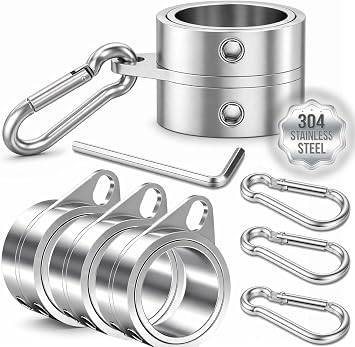 Flag Pole Rings, 304 Stainless Steel Flagpole Rings for Anti Wrap Flag, 360 Rotating Spinning Ring for 0.82-1.02 Inch Diameter Flagpole, Silver 4 Pack