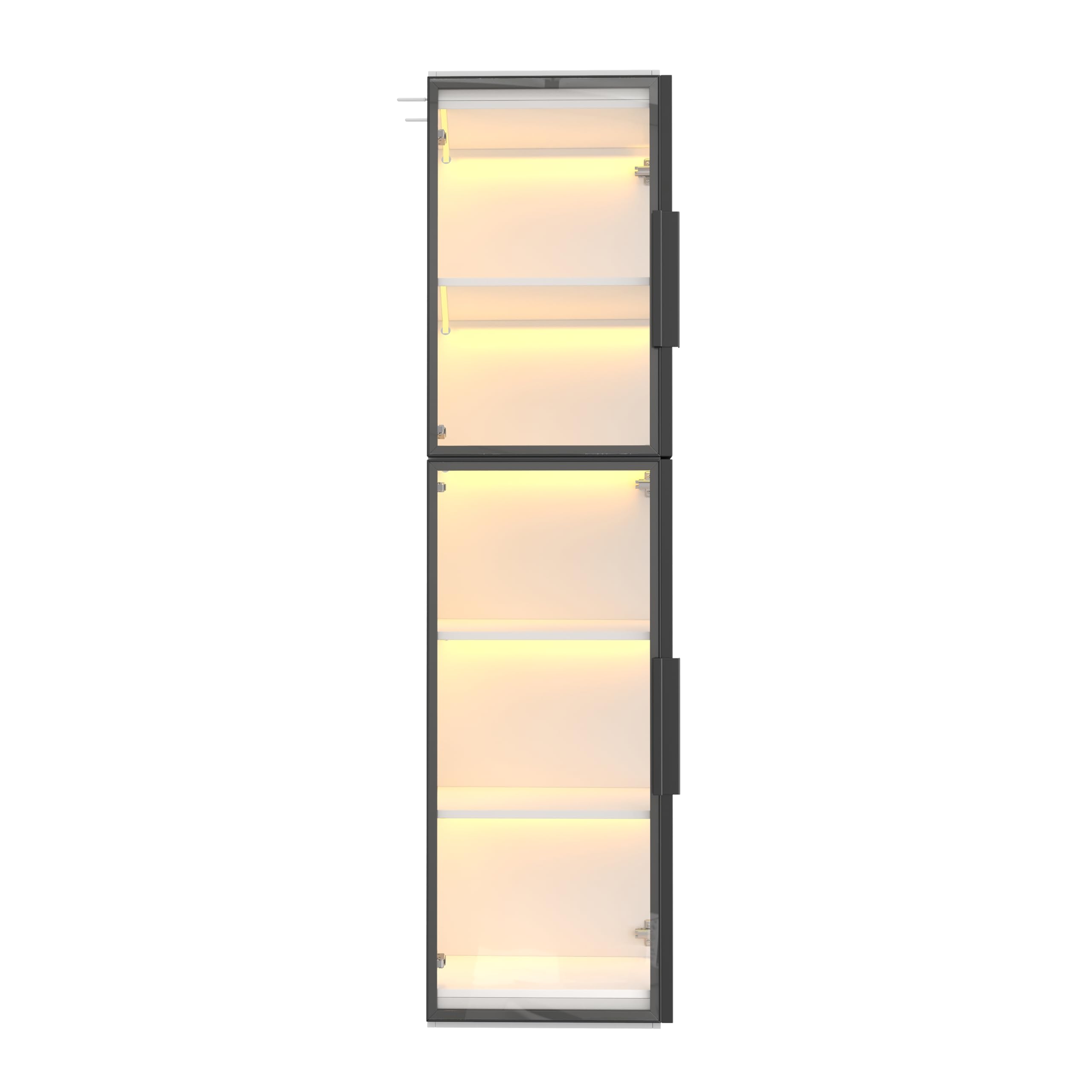 Dolamaní Vetrina angolare alta 170 cm con illuminazione a LED e doppie ante in vetro, vetrina acrilica autoportante, vetrina in vetro con 5 strati, dispositivo antiribaltamento (bianco D)