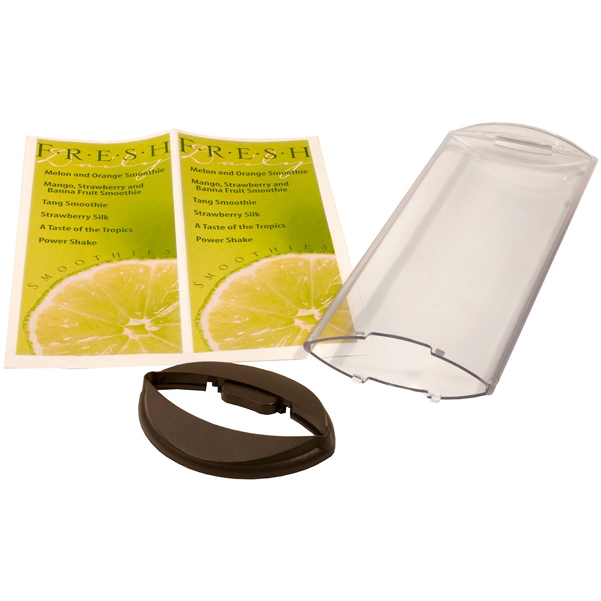 Podia - Paquete de 4 soportes transparentes irrompibles de dos caras para mesa de menú para papel plegado de 8.5 x 11 pulgadas