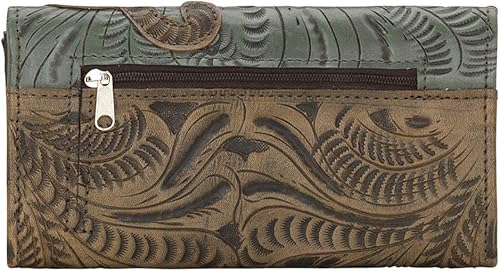 Miniatura 2 de Cartera plegable de cuero genuino para mujer delgada vintage hecha a mano cuero vacuno hecho a mano organizador para tarjetas de efectivo Marrón