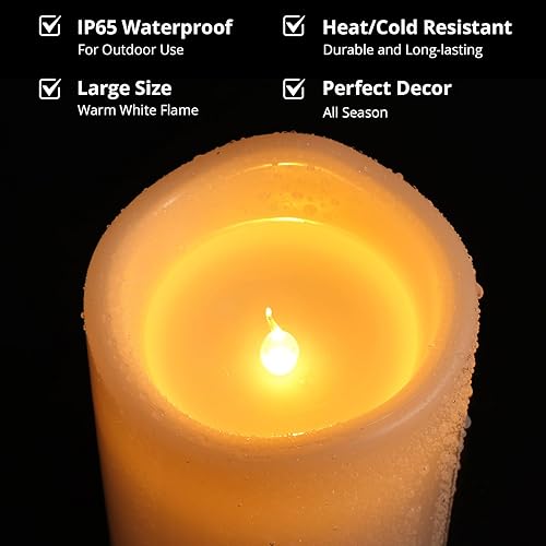 Miniatura 5 de NURADA Velas Grandes Sin Llama para Exteriores de 12" x 5" - Vela de Pilar LED Impermeable Parpadeante Operada con Batería con Temporizador Control