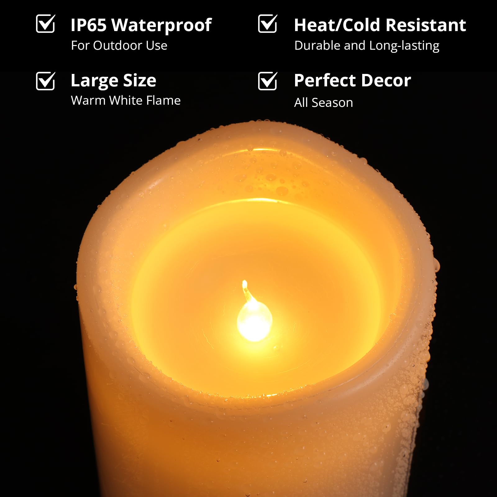 NURADA Velas grandes sin llama para exteriores de 12 x 5 pulgadas, vela parpadeante LED impermeable, funciona con pilas, con control remoto y temporizador para decoración de faroles de patio, porche,