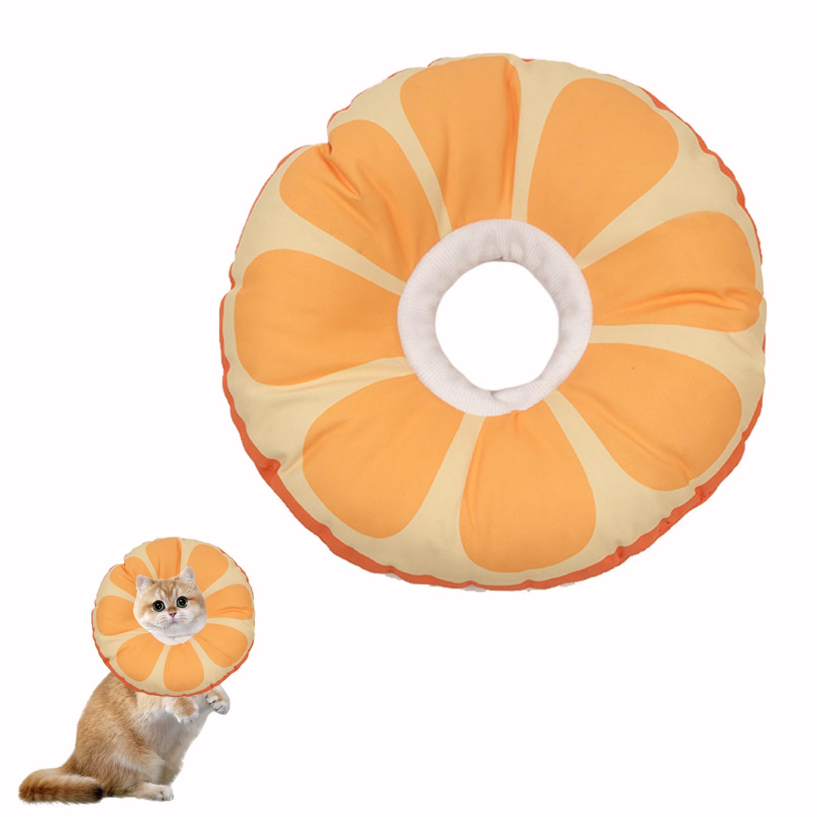 Cat Cone Collar Soft, Cute Sunflower Donut Ring, Comfy Protective Neck Band for Felines, Plush Fleece, Prevents Biting, Replaces Stiff Vet Shields, Ideal Soothing Accessory After Operations & Comfort