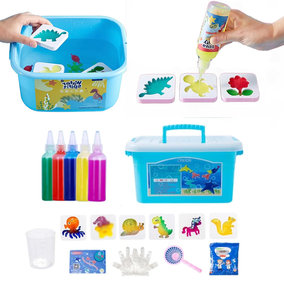 Magic Jelly Set,Magic Water Elf 3D,Magic Water Elf Toy Kit,Water Jelly Creative Set,Magic Water Elf Gel,DIY Fun Mold Water Sea Creature Toys for Kids Christmas Birthday Gift (5 Colors Set)