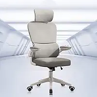 Cadeira Ergonômica de Escritório com Apoio de Cabeça, Encosto Ajustável e Suporte Lombar – Conforto (Cinza)
