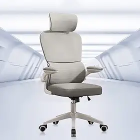 Cadeira Ergonômica de Escritório com Apoio de Cabeça, Encosto Ajustável e Suporte Lombar – Conforto (Cinza)