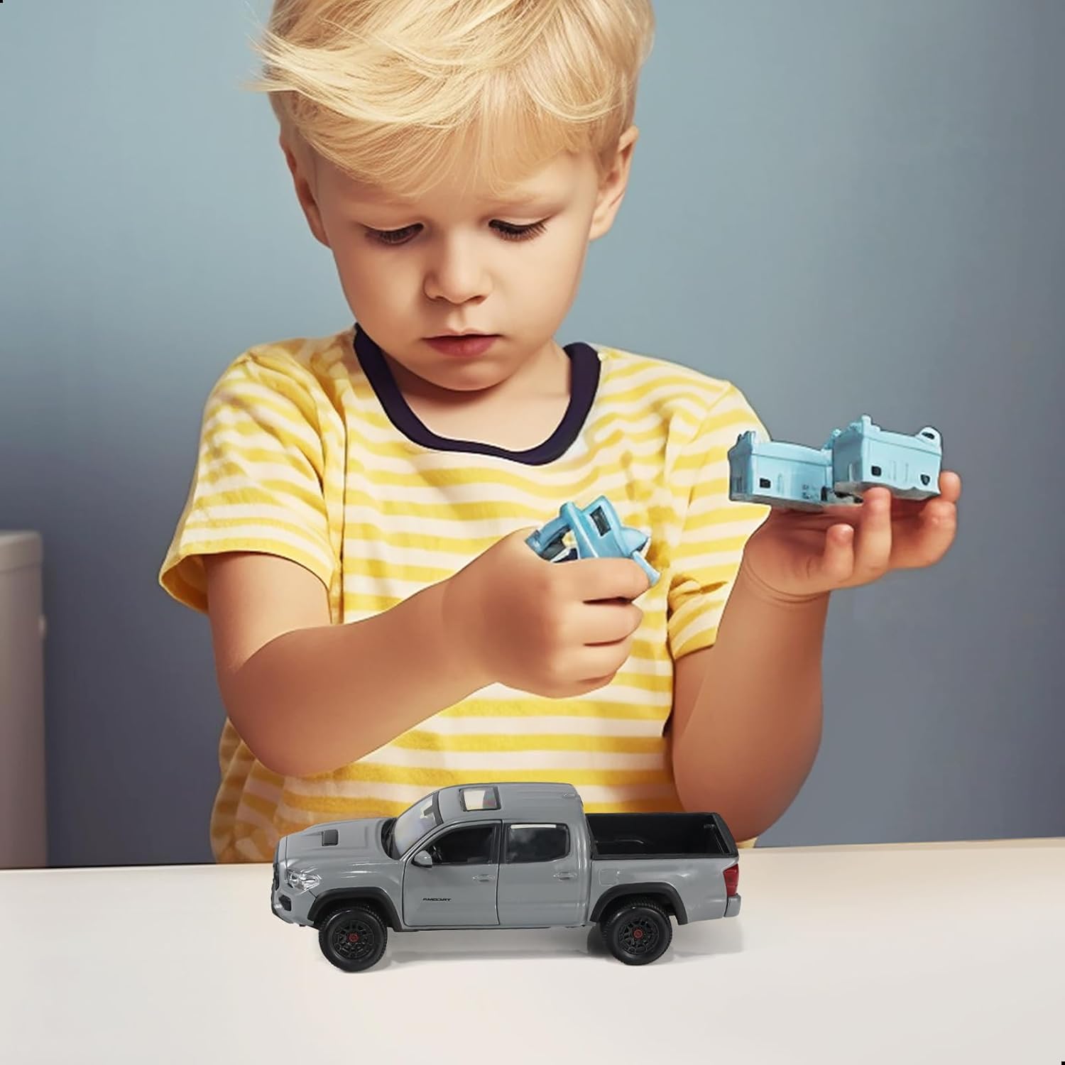 Pickup Trucks Toy for Boys Compatible for 2023 Toguta Tacoma TRO PRO, 1/24 Metal Diecast Model Toy Truck Car for Kids- Grey