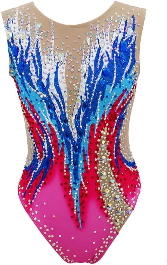 LIUHUO Synchronized Swimming suits Kids Girls Training Crystals Competitive Gymnastics Leotards