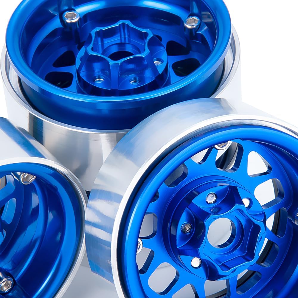 RCLIONS 1.9inch Beadlock Wheels RC Aluminum Rims for 1/10th RC Crawler Car SCX10,SCX10-II,TRX4,D90,Redcat Gen8 Gen7