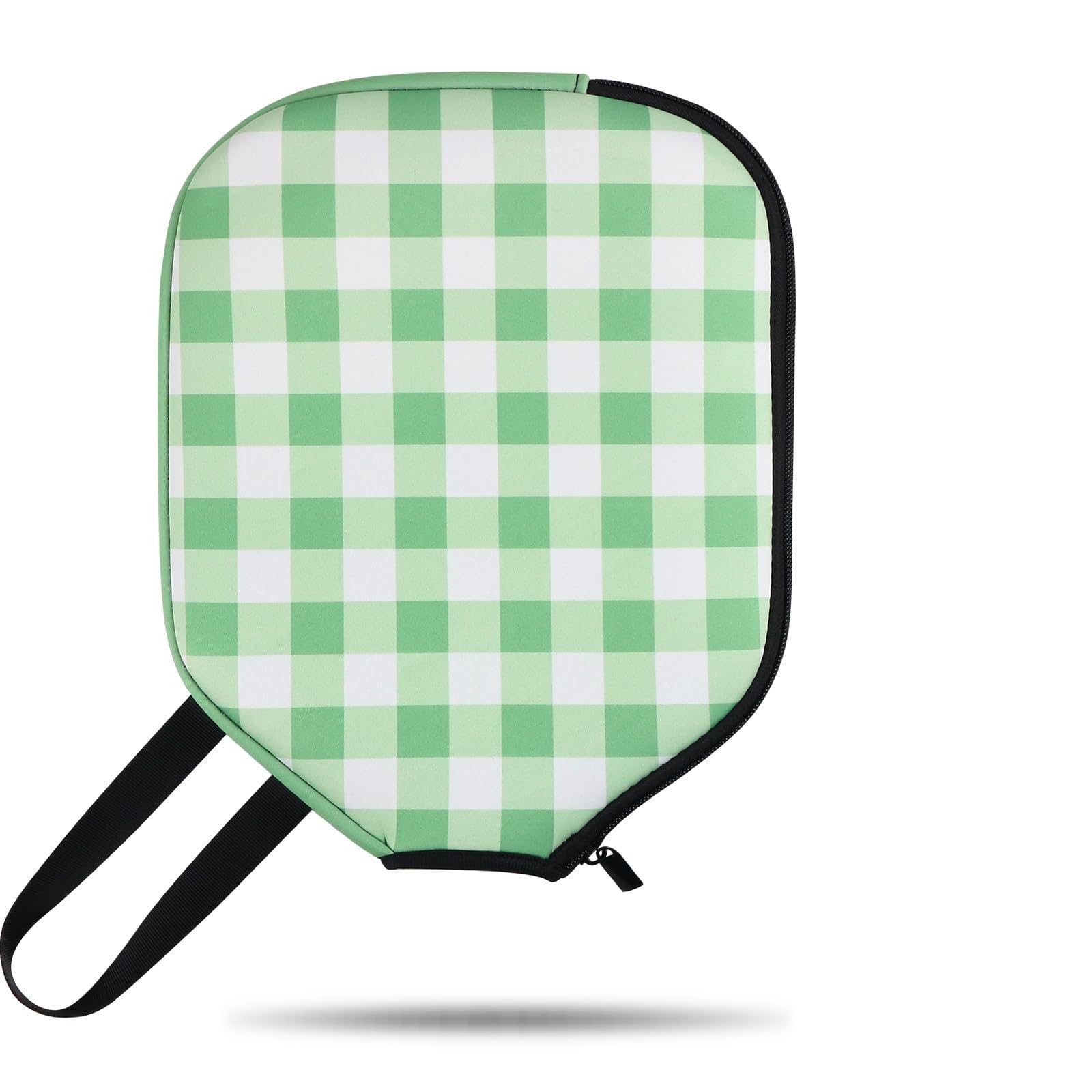 Amoswiz Pickleball Paddle Cover, Neoprene Racket Sleeve with Zipper, 11.8" * 9.05" Soft & Durable Pickleball Paddle Protection Cover Light Green