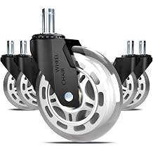 3 Inch Office Chair Casters Heavy Duty 5-Pack - 650LBS Capacity PU Wheels,Office Chair Wheels Replacement,Non-Marking Hardwood Floor Safe,Fits Standard 7/16" x 7/8" Stem Chairs