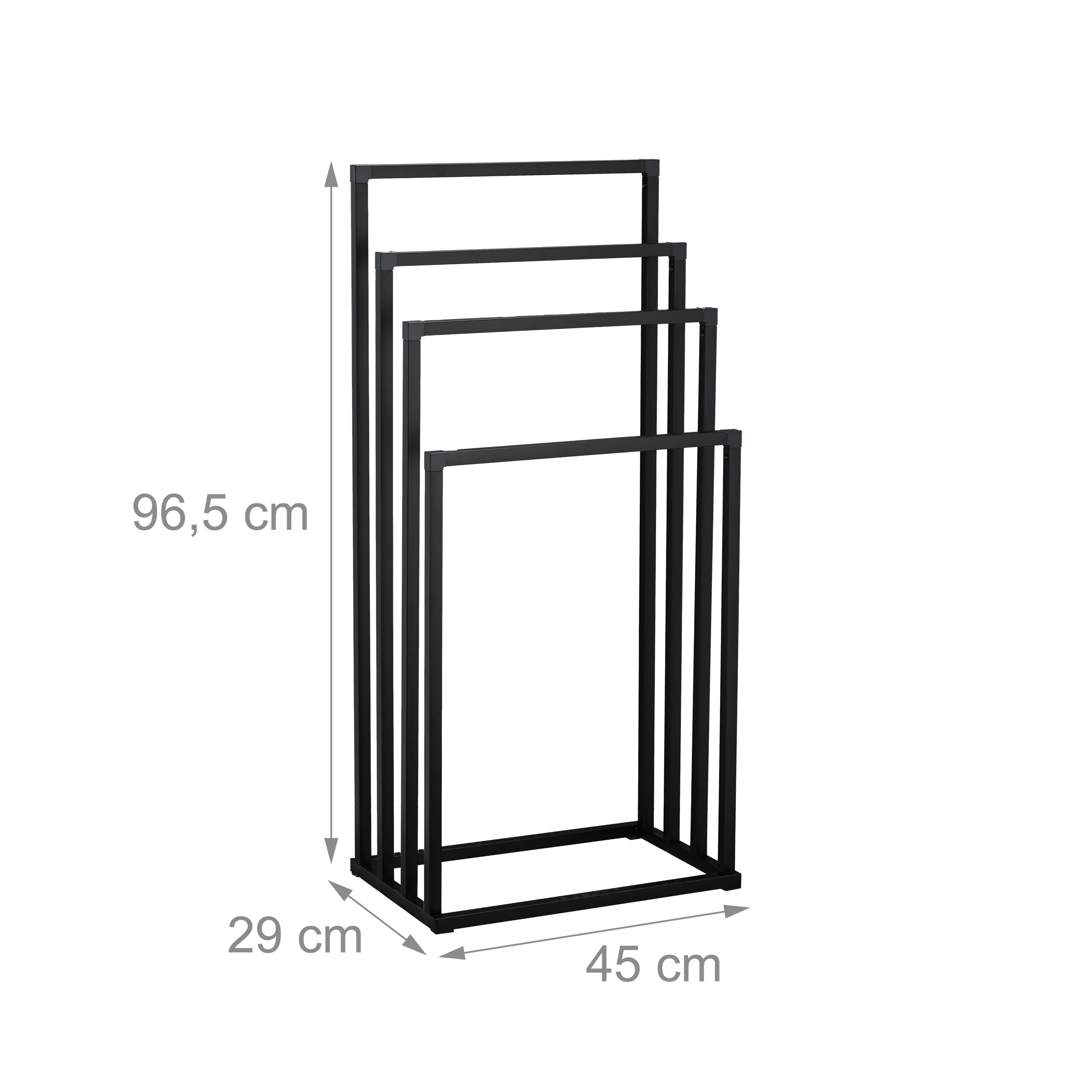 Relaxdays Porte-Serviettes, 4 Barres spacieuses, Non Fixe, pour la Salle de Bain, H x L x P : 96,5 x 45 x 29 cm, Noir