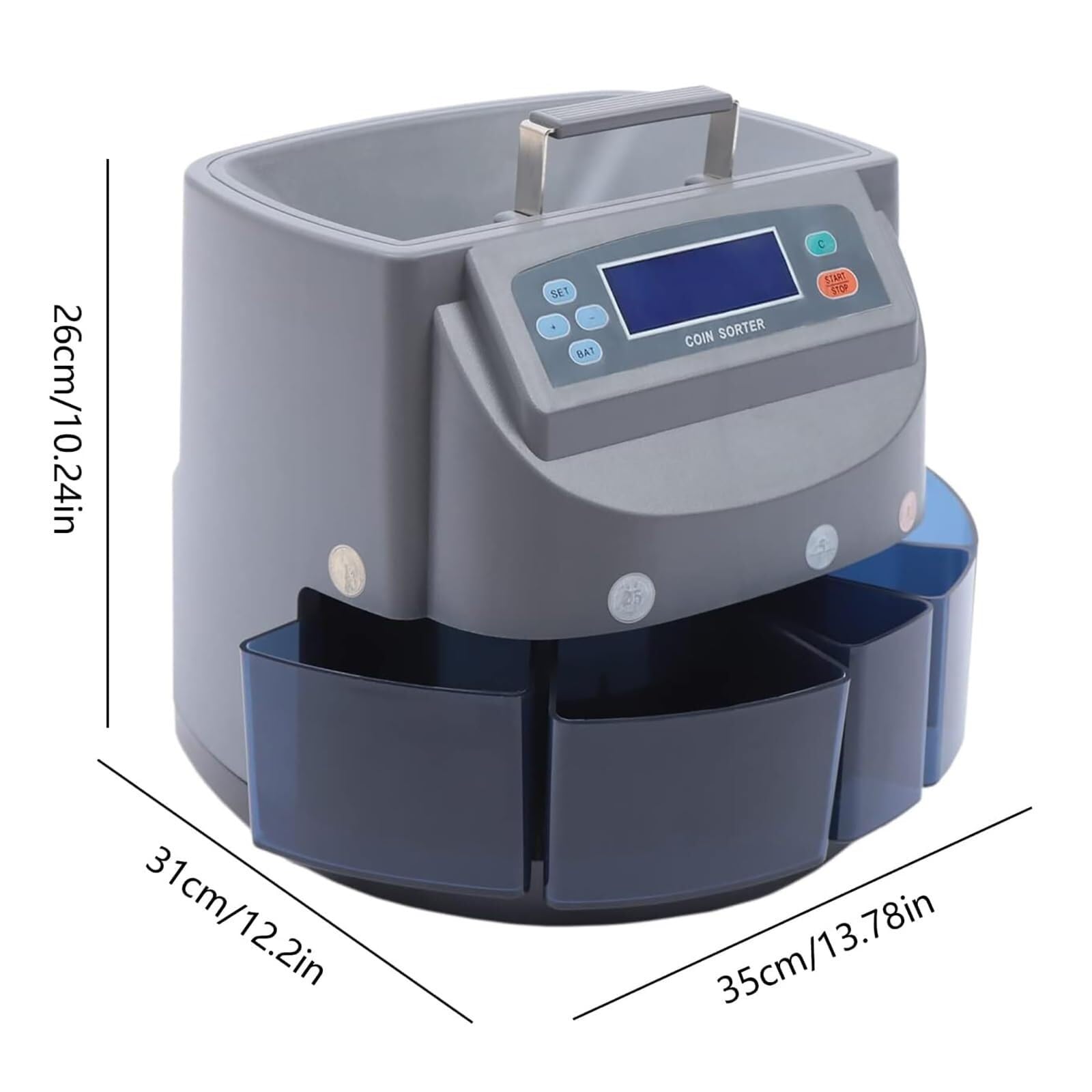 Selezionatrice automatica di monete, contamonete con display a LED, velocità di conteggio 216 monete/minuto, capacità massima dell'hopper 500, modalità conteggio libero/conteggio preimpostato opzional